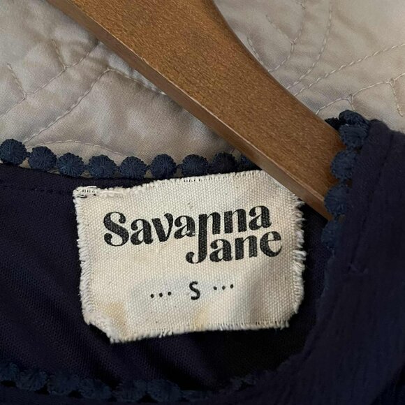 Savanna Jane Puff Sleeve Dress Pink Blue Embroidery Size S - Picture 5 of 11